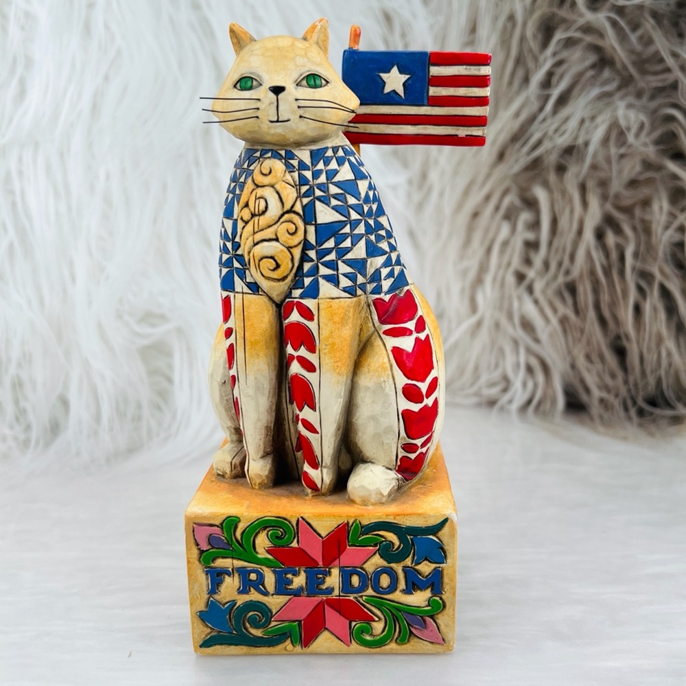 Vintage Jim Shore Heartwood Creek With Liberty and Justice For All Cat Figurine
